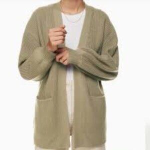 Wilfred Free Unwind 100% Merina Wool Open Front Cardigan Yellow Size L Easy Wear